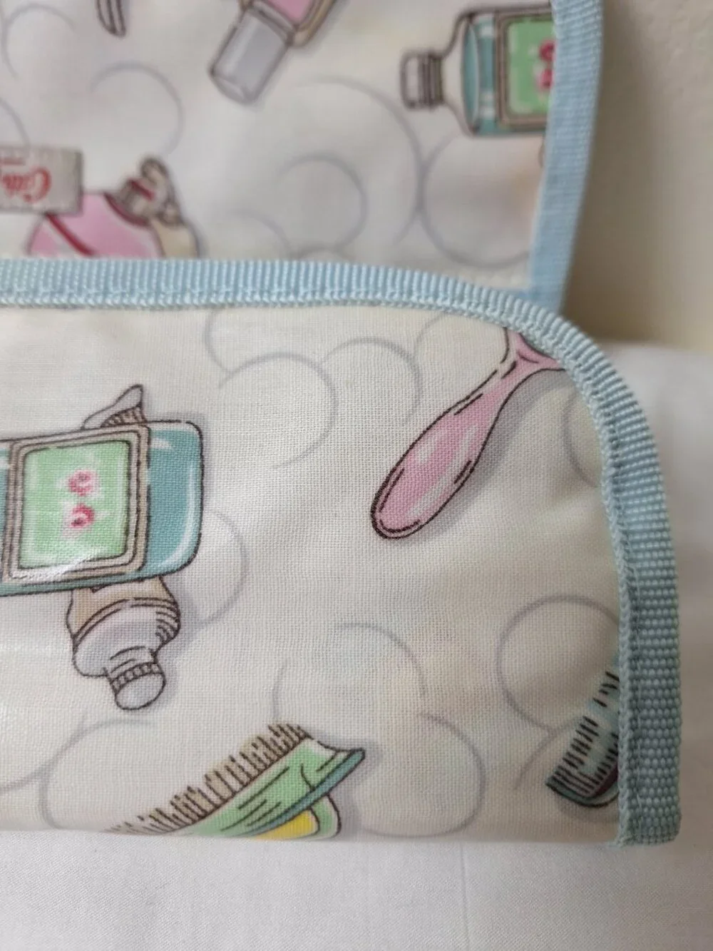 Cath Kidston Pastel Toiletry & Brush Roll - Blue Trim
